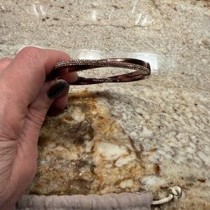 Michael Kors Elegant Sable-tone Criss-Cross Bangle Bracelet With Pave Crystals